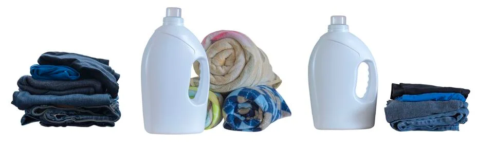 Plastic bottle isolation stack blankets a white background Stock Photos