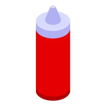 Plastic bottle of ketchup with a pointy cap isometric view Stock Illustration