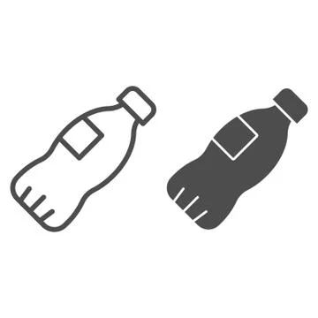 Plastic bottle line and solid icon. Packaging for liquids and water. Zero waste Stock Illustration