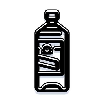 Plastic bottle with liquid refreshing beverage icon Stock Illustration