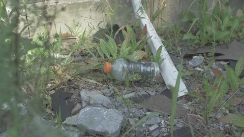 Plastic Bottle Litter - Flat Profile Stock Footage 79544578