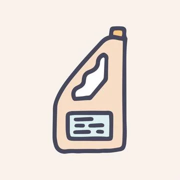 Plastic bottle for machine oil vector doodle simple color icon Stock Illustration