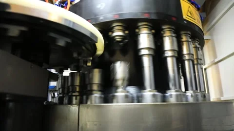 Plastic bottle making Machin Slow Motion Stock Footage 135896671