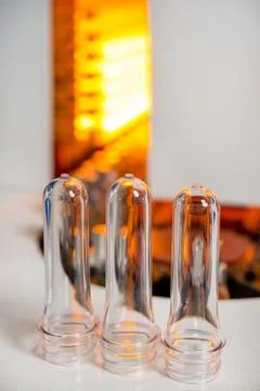 Plastic bottle making process Stock Photos