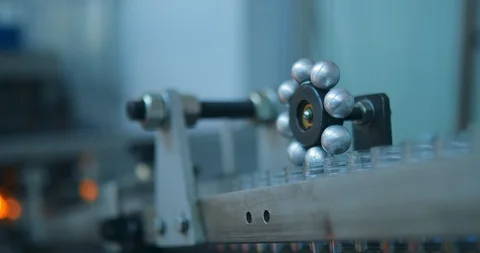 Plastic bottle manufacturing line. Close up of production line of plastic Stock Footage 90208302