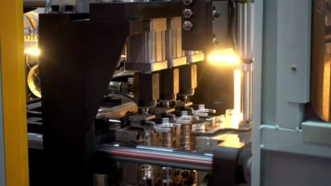 Plastic bottle manufacturing Raw material, production blow method. Production Video stock 334588472