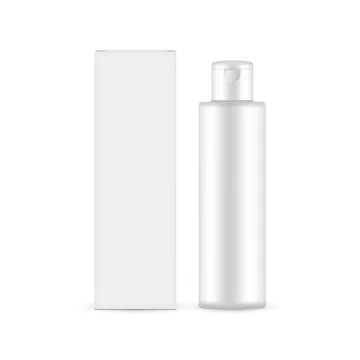 Plastic Bottle With Paper Box for Shampoo or Facial Cosmetics Stock Illustration