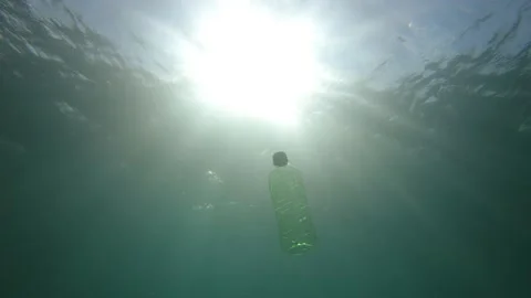 Plastic Bottle Pollution Underwater Stock Footage 137486014