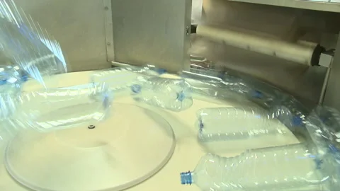 Plastic bottle production line Stock Footage 236342579