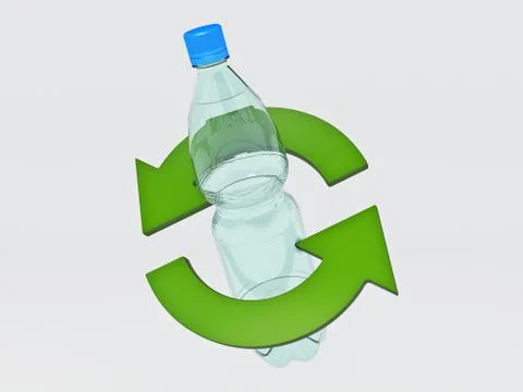 Plastic bottle recycling concept. 3d rendering Stock Illustration
