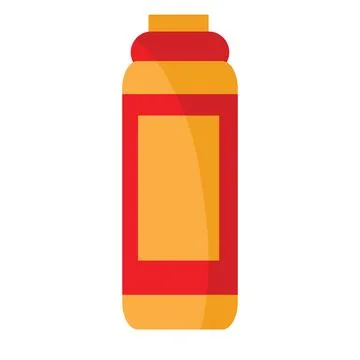 Plastic bottle in red and yellow colors, flat, isolated object on a white b.. Stock-Illustration