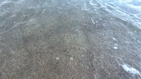 Plastic bottle rolling in sea waves near the beach. Ocean pollution and marine Видео 337411964