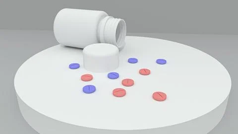 Plastic bottle with scattered tablets Stock Illustration