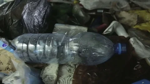 Plastic bottle on the sorting conveyor. Waste sorting. Recycling waste Stock Footage 70353018