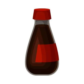 Plastic Bottle of Soy Sauce Isolated on White Background Vector Food Item Illustrazione stock