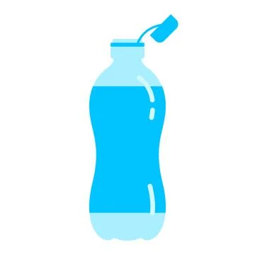 Plastic bottle with tethered cap to prevent ocean litter. ideal for themes .. Stock Illustration