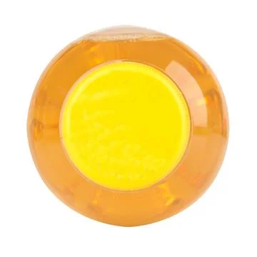 Plastic bottle top view isolated on white background, water yellow Stock Photos