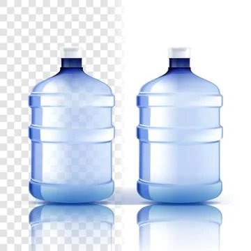 Plastic Bottle Vector. Full Object. Bluer Classic Water Bottle With Cap Illustrazione stock