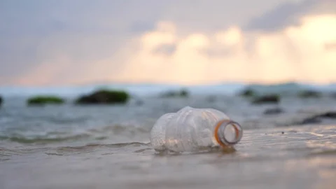 Plastic Bottle Washed Up On Beach Stock Footage 120491534