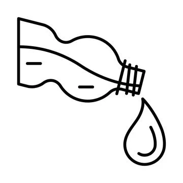 Plastic bottle with water drop icon. Aqua or liquid thin line illustration. 스톡 일러스트