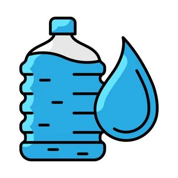 Plastic bottle with water drop icon. Aqua or liquid thin line illustration. Stock Illustration