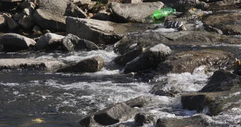 Plastic bottle in water Stock Footage 164067774