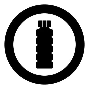 Plastic bottle of water icon in circle round black color vector illustratio.. Illustrazione stock