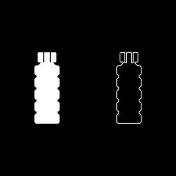 Plastic bottle of water set icon white color vector illustration image soli.. Stock Illustration