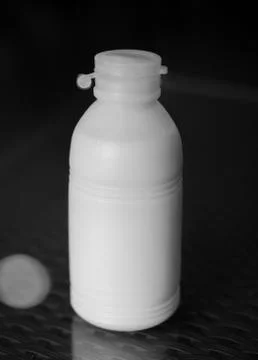 PLASTIC BOTTLE OF WHITE MILK Stock Photos