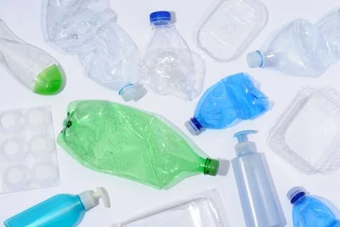Plastic bottles and containers Stock Photos