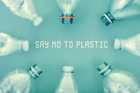 Plastic bottles and text Stock Photos