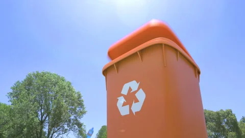 Plastic bottles are thrown and falling into plastic garbage waste bin 動画素材 115823940