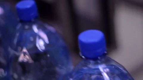 Plastic bottles with blue cap Video stock 98127869