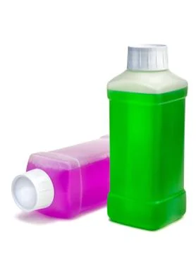 Plastic bottles with cleaning liquid Stock Photos