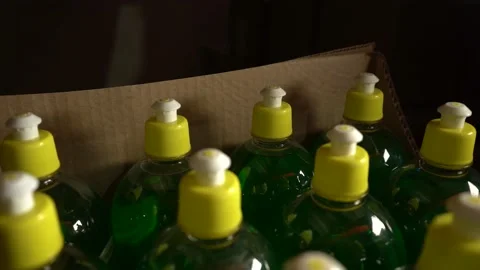 Plastic bottles from detergent - cleaning products 스톡 동영상 156838510