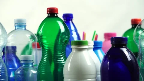 Plastic Bottles, Different Shape, Sizes and Colors, Close Up Stock Footage 298005316