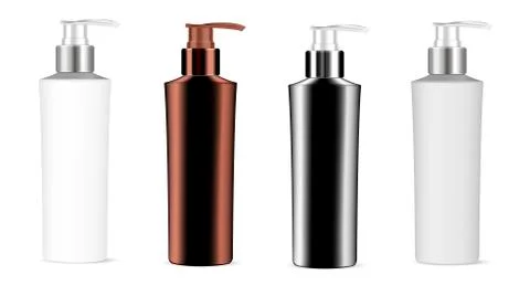 Plastic bottles with dispenser pump. Mockup Stock Illustration