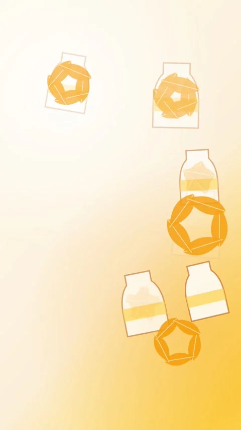 Plastic bottles dissolving into leaves, amber eco vertical 9:16 seamless loop Stock Footage 345160981