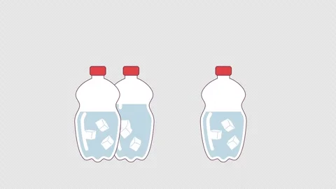 Plastic bottles with ice water 2D objects animation Stock Footage 270053876