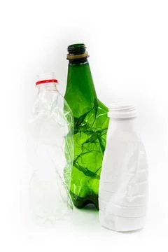 Plastic bottles isolated on white background Stock Photos