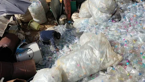 Plastic bottles piled up for recycling 스톡 동영상 122189440