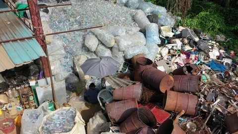 Plastic bottles piled up for recycling Stock Footage 122190663