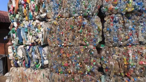 Plastic bottles piled up for recycling Stock Footage 123200087