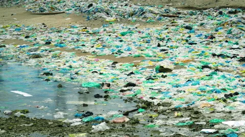 Plastic Bottles, Plastic bags, and Garbage In The Sea Stock-Footage 202292003