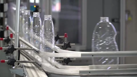 Plastic bottles in production line. Stock Footage 324912576