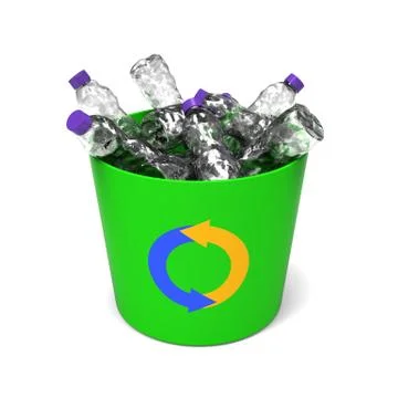 Plastic bottles in a recycle bin Stock Illustration
