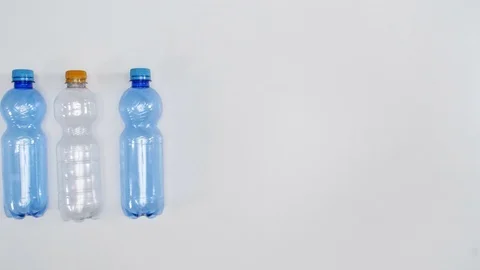 Plastic bottles in a row for recycling Stock Footage 93177113