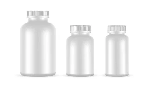 Plastic Bottles for Supplements or Pills, Isolated Stock Illustration