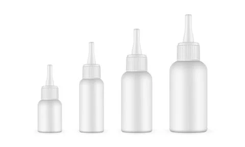 Plastic Bottles Various Sizes with Dropper Long Tip Cap Stock Illustration