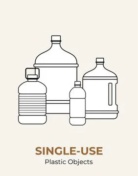 Plastic bottles. Vector illustration of single-use recycling plastic big bott Stock Illustration